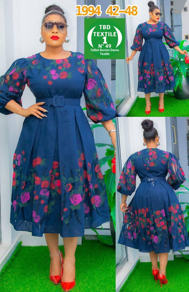 Avero Bishop-Sleeve Floral-Print Midi Dress