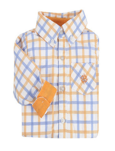 Andy & Evan Boys' Large Check Orange Shirt - Oasislync