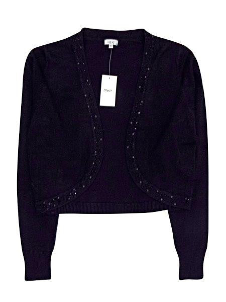 Black Embellished Fine Knit Long Sleeve Bolero Cardigan Oasislync