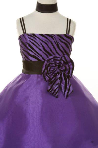 Girls' Purple Party Taffeta Dress with Scarf - Oasislync