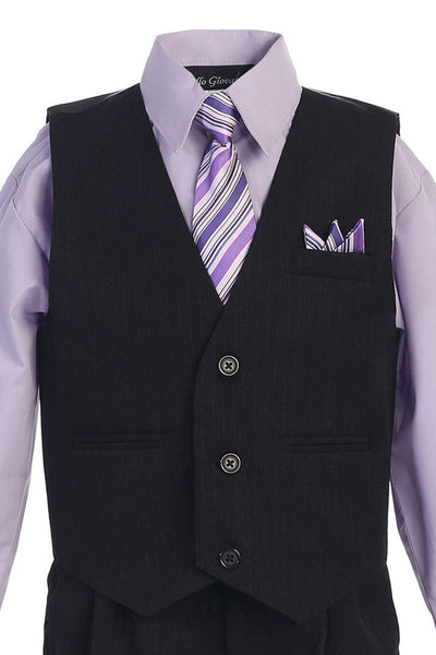 Boys' Black Lilac 4-Piece Suit