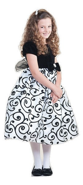 Crayon Kids Girls' White Black Velvet Party Dress with Sash – Oasislync