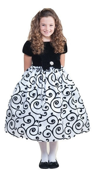 Crayon Kids Girls' White Black Velvet Party Dress with Sash – Oasislync