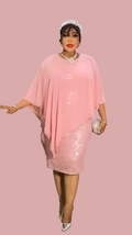 Sequin Poncho Short Dress in Blush Pink - Oasislync
