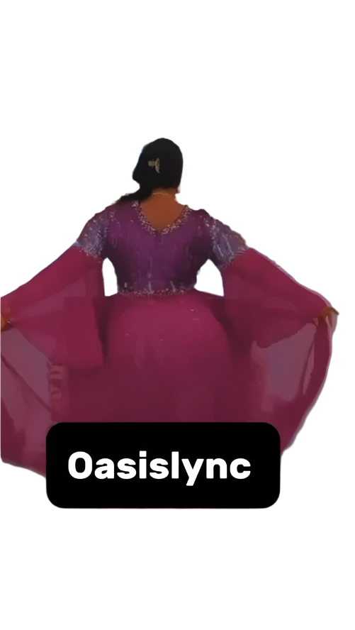Purple Sequin Maxi Gown with Flowing Chiffon Cape Sleeves - Oasislync