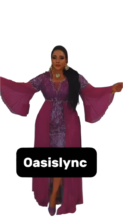 Purple Sequin Maxi Gown with Flowing Chiffon Cape Sleeves - Oasislync