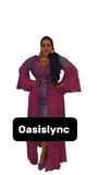 Purple Sequin Maxi Gown with Flowing Chiffon Cape Sleeves