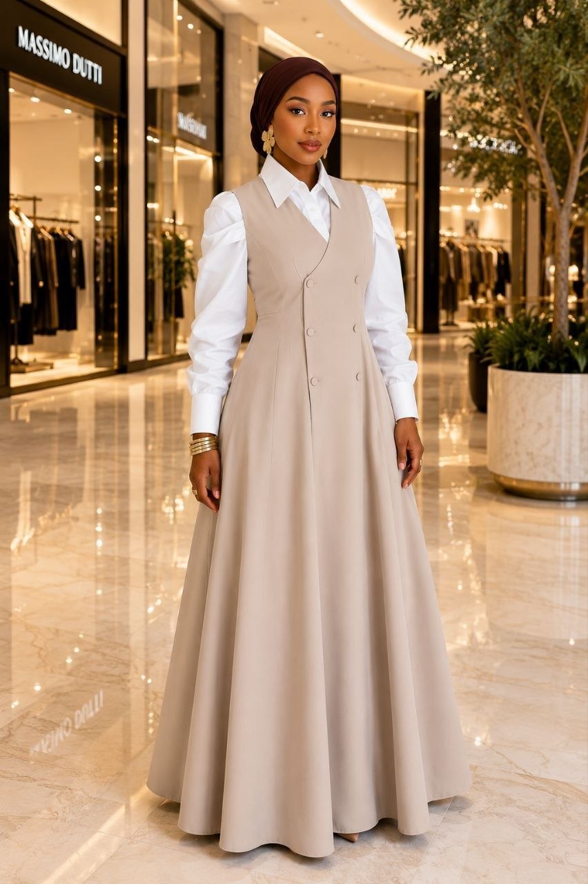 Timeless Elegance Beige Two-Piece Maxi Dress Set