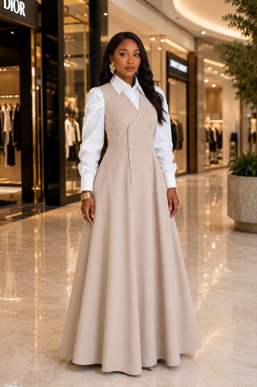Timeless Elegance Beige Two-Piece Maxi Dress Set