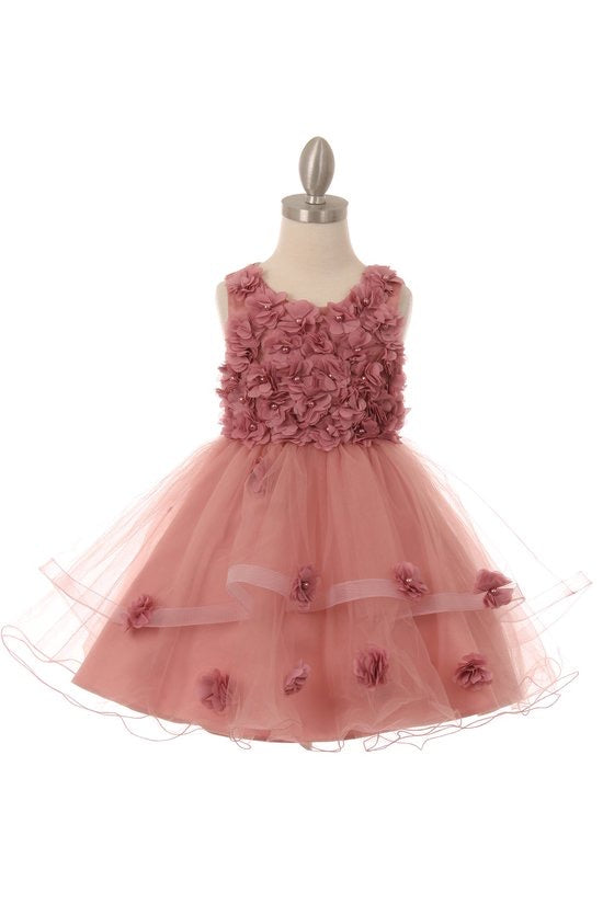 Flower Tulle Girl Party Dress in Mauve - Oasislync