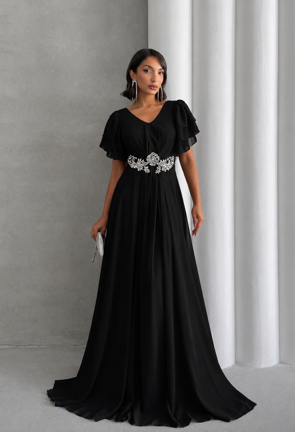 Ruby Red Embellished Evening Gown