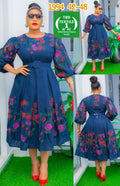 Avero Bishop-Sleeve Floral-Print Midi Dress - Oasislync
