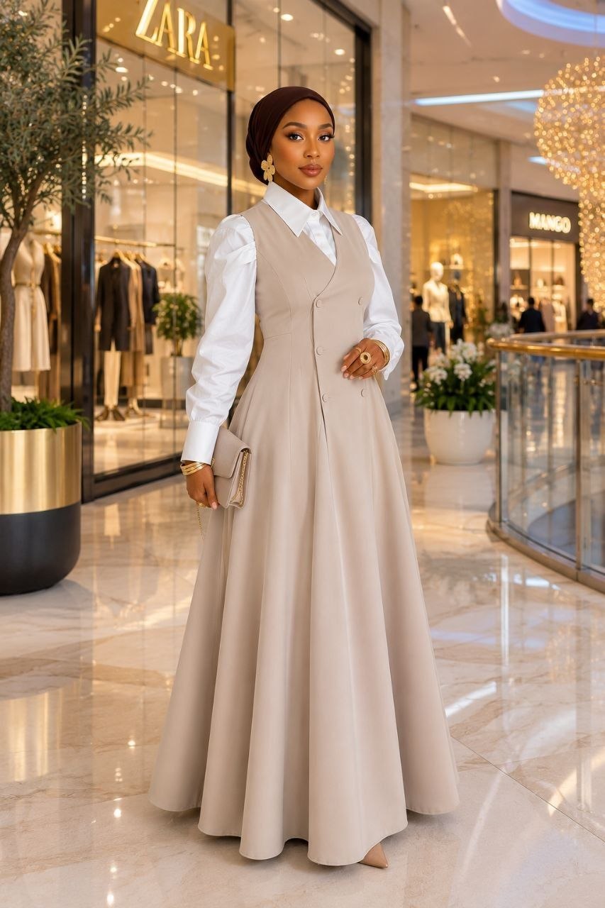 Timeless Elegance Beige Two-Piece Maxi Dress Set