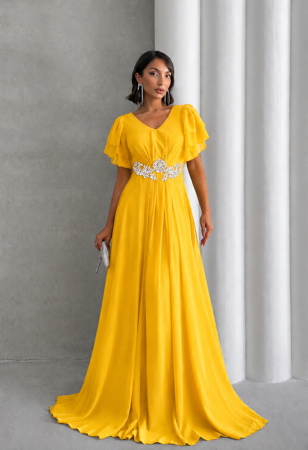 Ruby Red Embellished Evening Gown