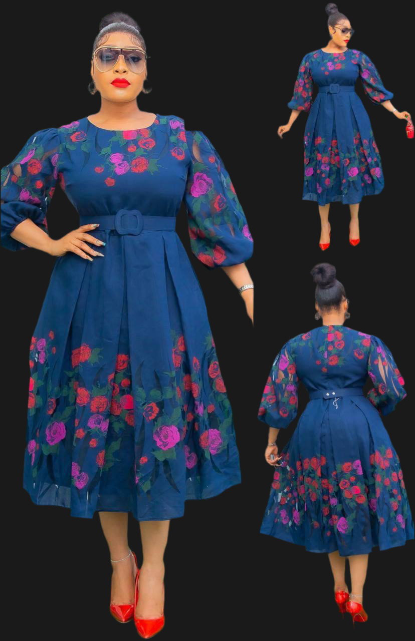 Avero Bishop-Sleeve Floral-Print Midi Dress - Oasislync