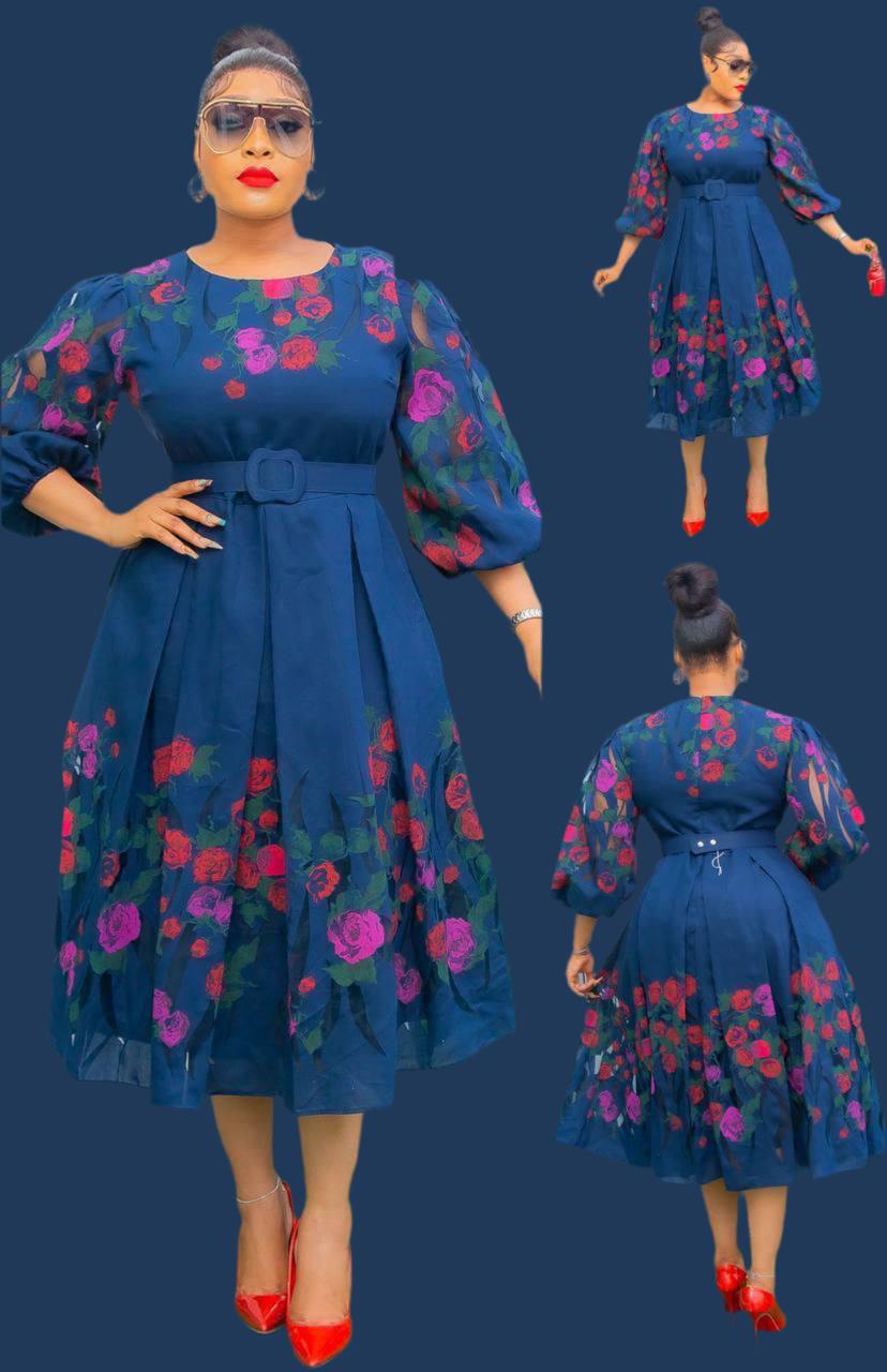 Avero Bishop-Sleeve Floral-Print Midi Dress - Oasislync