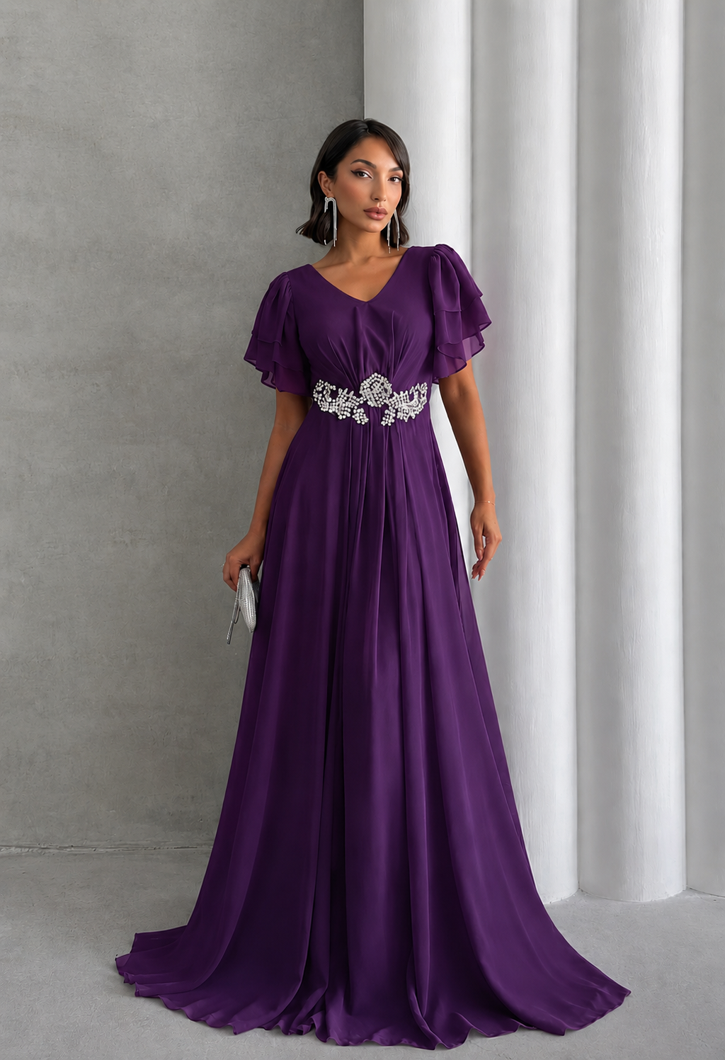 Ruby Red Embellished Evening Gown