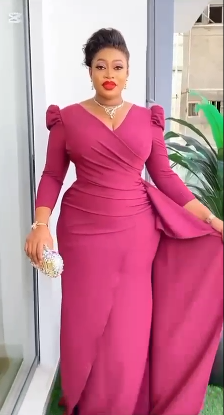 Puffed Cape Sleeve Dinner Dress with Front Wrap - Oasislync