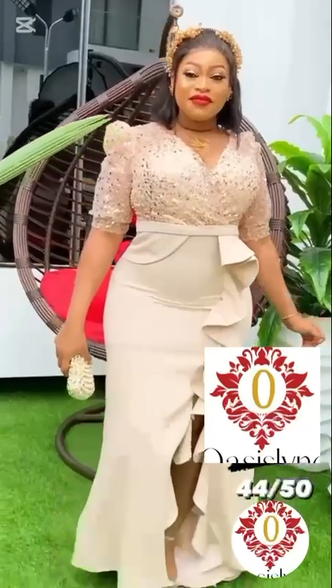 Sequin Bodice and Crepe Skirt Formal Dress with Front Slit and Draped Detail - Oasislync