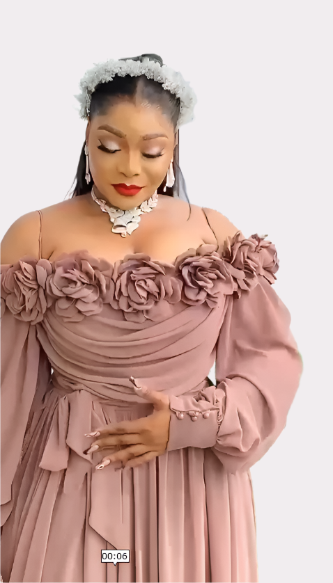 Caramel Brown Silk Off-the-Shoulder Dress with Petal Details - Oasislync