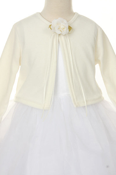 Girls' Ivory Long Sleeve Bolero Jacket - Oasislync