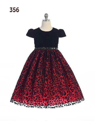 Red black Velvet Party Dress with Sash - Oasislync