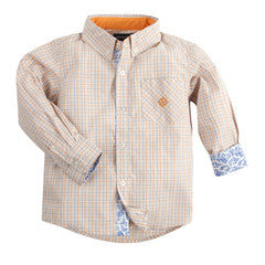 Andy & Evan Boys' Orange Mini Check Shirt - Oasislync