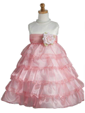 Crayon Kids Ivory and Coral Flower Girl Party Dress - Oasislync