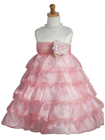Crayon Kids Ivory and Coral Flower Girl Party Dress - Oasislync