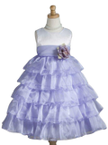 Crayon Kids Ivory and Purple Flower Girl Party Dress - Oasislync