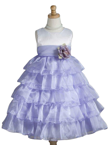 Crayon Kids Ivory and Purple Flower Girl Party Dress - Oasislync