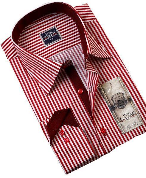 Red Striped Slim Fit Dress Shirt - Oasislync