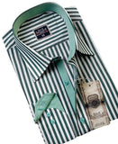 Green Striped Slim Fit Dress Shirt - Oasislync