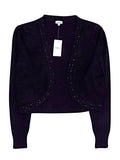 Black Embellished Fine Knit Long Sleeve Bolero Cardigan - Oasislync