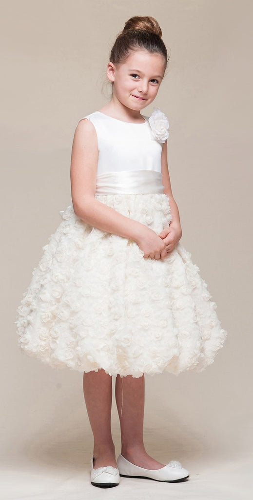 Crayon Kids Girls' Ivory Bubble Flower Girl Party Dress Oasislync Crayon Kids Girls' Ivory Bubble Flower Girl Party Dress Oasislync