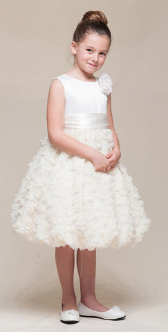 Crayon Kids Girls' Ivory Bubble Flower Girl Party Dress - Oasislync