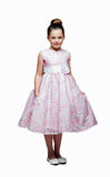 Crayon Kids Pink White Flower Girls' Party Dress with Sheer Overlay - Oasislync