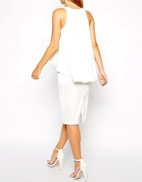 Ladies' Ivory Chiffon Overlay Midi Dress - Oasislync