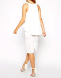 Ladies' Ivory Chiffon Overlay Midi Dress - Oasislync