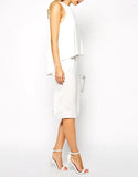 Ladies' Ivory Chiffon Overlay Midi Dress - Oasislync
