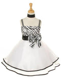 Girls' White Party Taffeta Dress with Scarf - Oasislync