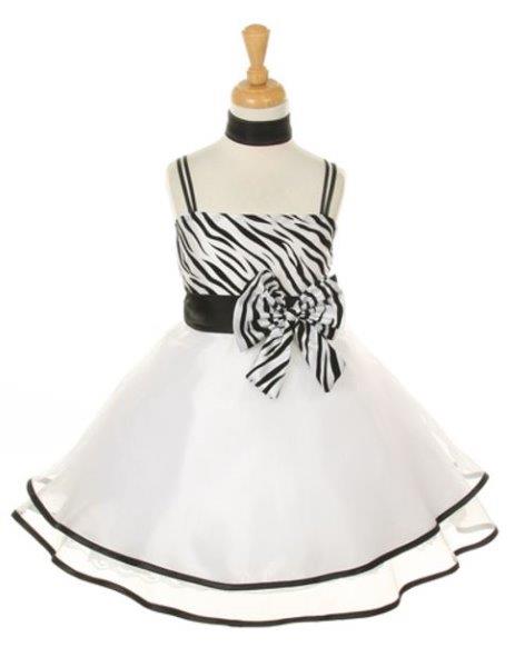Girls' White Party Taffeta Dress with Scarf - Oasislync