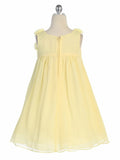 Girls' Yellow Chiffon Dress with Rose Trim - Oasislync