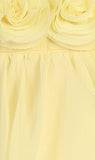 Girls' Yellow Chiffon Dress with Rose Trim - Oasislync