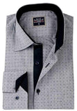 Grey Patterned Slim Fit Dress Shirt - Oasislync