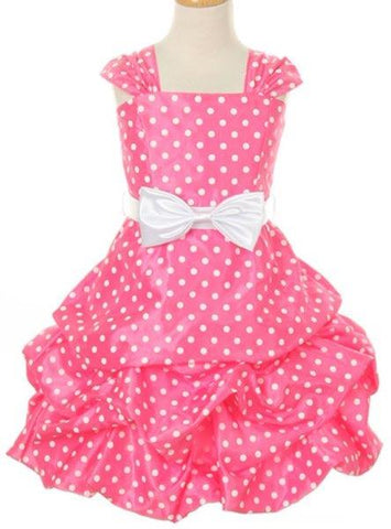 Girls' Pink Guava Party Dress with Polka Dots - Oasislync
