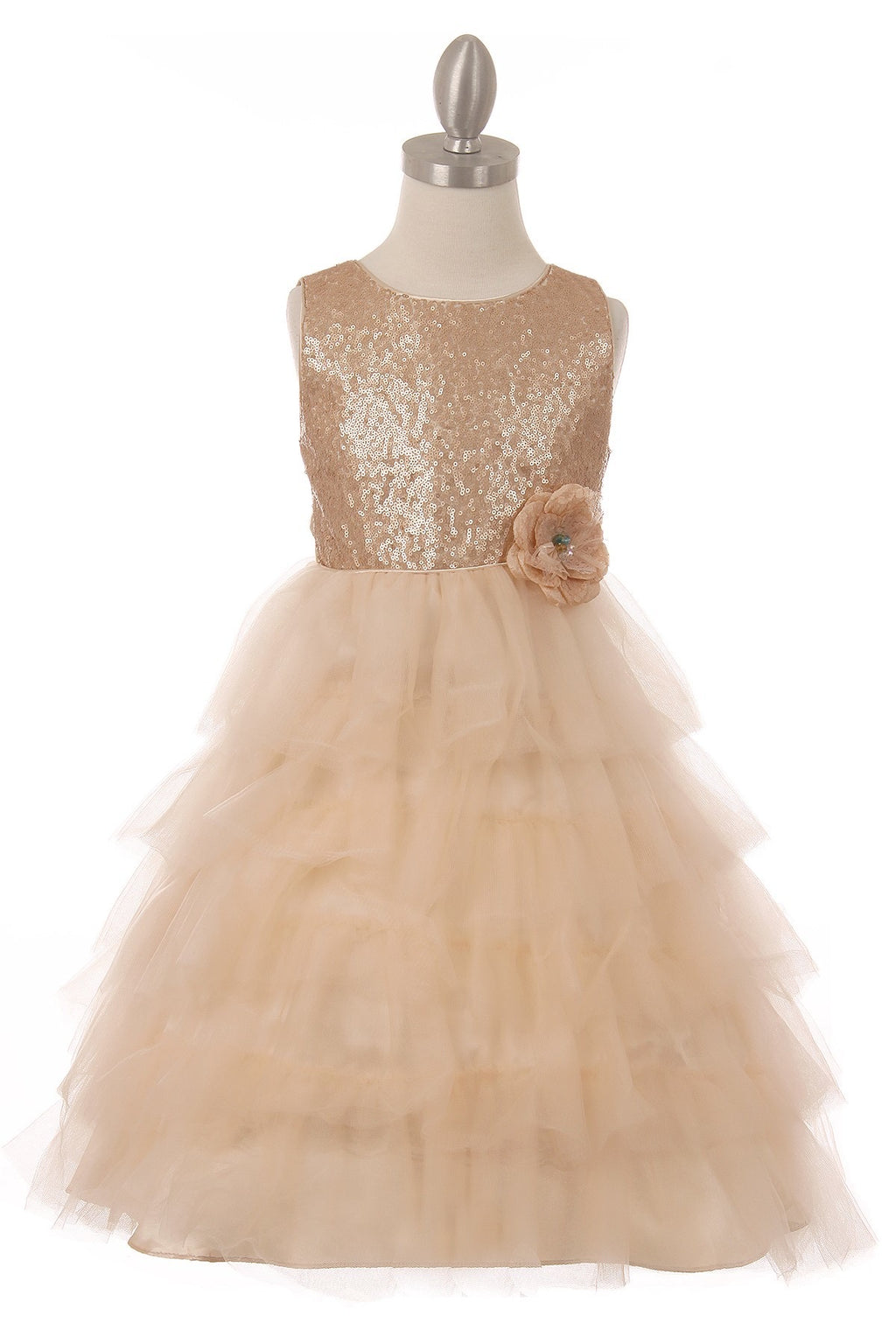Sequin Layered Girls Party Dress - Oasislync