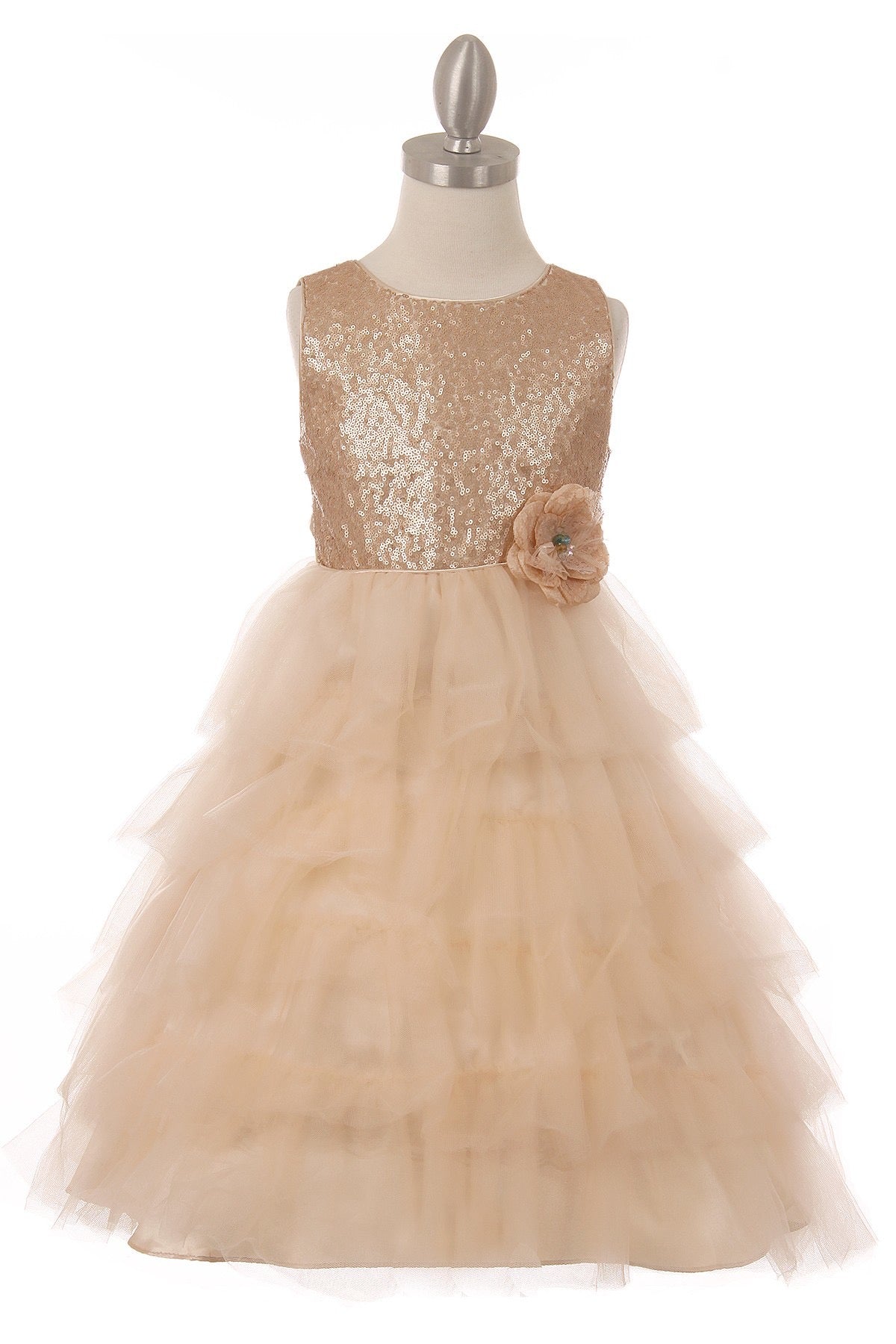 Sequin Layered Girls Party Dress - Oasislync
