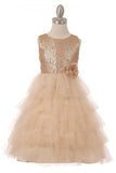 Sequin Layered Girls Party Dress - Oasislync