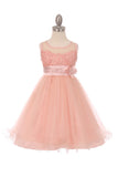 Elegant Pearl Coiled Mesh Girls Party Dress - Oasislync